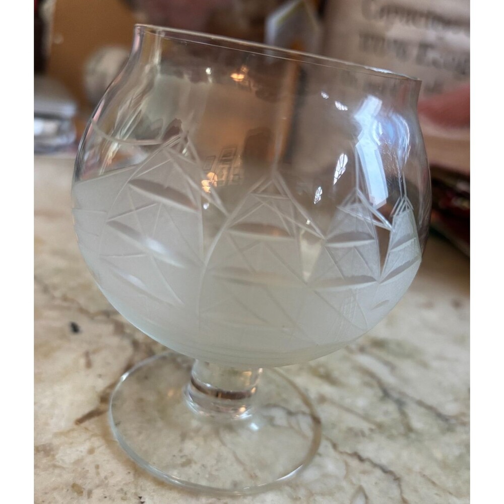 Vintage Toscany Etched Clipper Ship Brandy/Cognac Snifter Glass (1) MINT COND